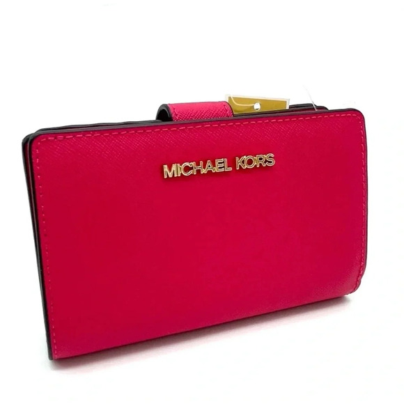Michael Kors Medium Bifold Zip Chain Wallet Electric Pink (NWT) - Picture 3 of 9